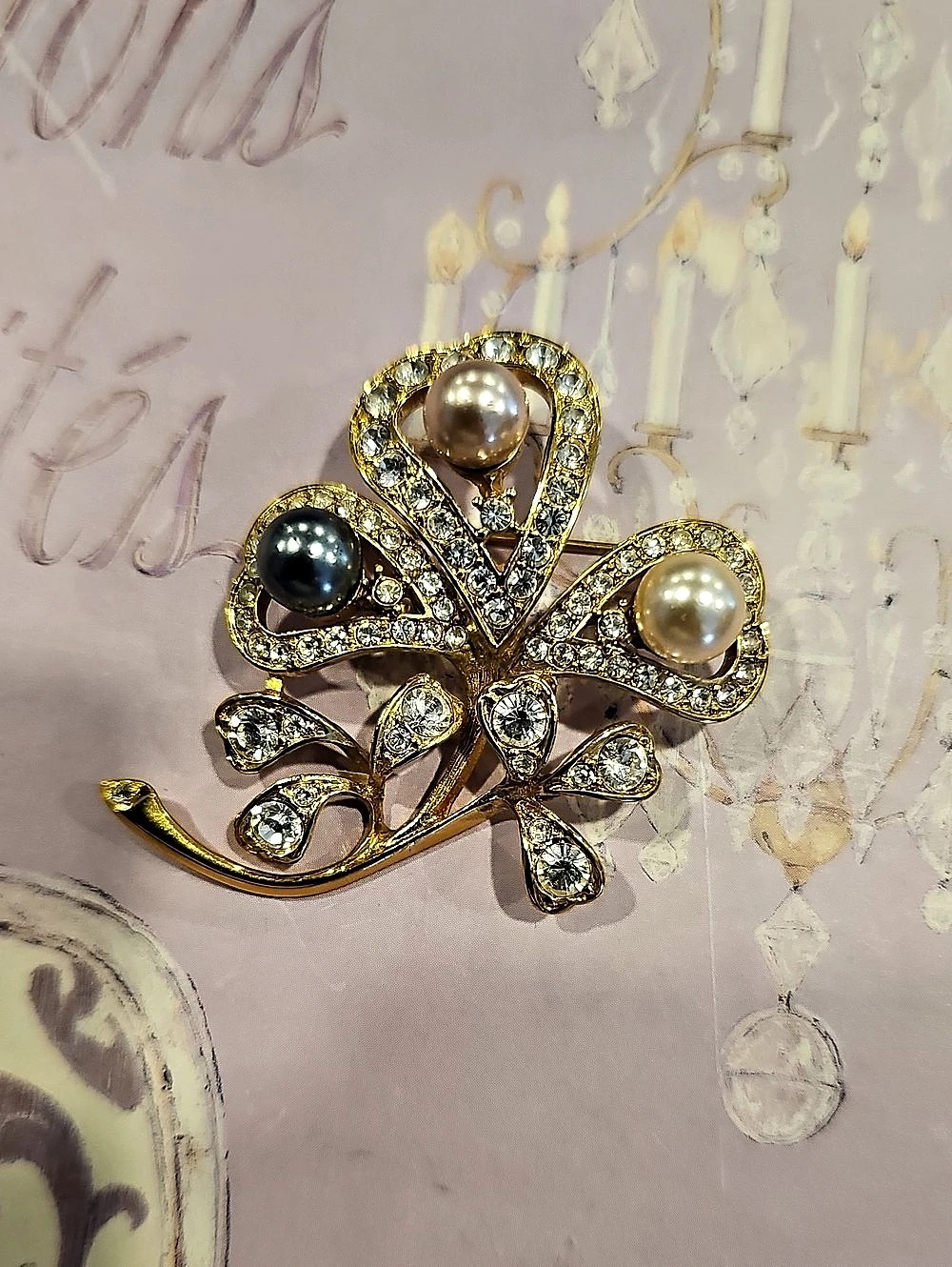 Joan Rivers Jeweled Floral Brooch Gold & Multicolor